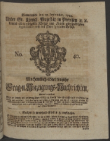 Wochentlich-Stettinische Frag- und Anzeigungs-Nachrichten. 1754 No. 40 + Anhang