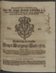 Wochentlich-Stettinische Frag- und Anzeigungs-Nachrichten. 1754 No. 46 + Anhang