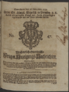 Wochentlich-Stettinische Frag- und Anzeigungs-Nachrichten. 1754 No. 47 + Anhang