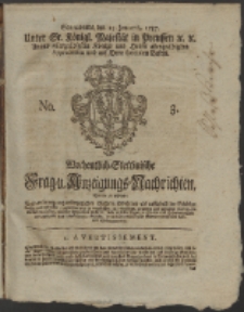 Wochentlich-Stettinische Frag- und Anzeigungs-Nachrichten. 1757 No. 3 + Anhang