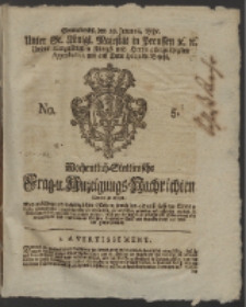 Wochentlich-Stettinische Frag- und Anzeigungs-Nachrichten. 1757 No. 5 + Anhang