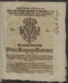 Wochentlich-Stettinische Frag- und Anzeigungs-Nachrichten. 1757 No. 7 + Anhang