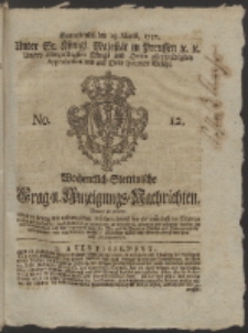 Wochentlich-Stettinische Frag- und Anzeigungs-Nachrichten. 1757 No. 12 + Anhang