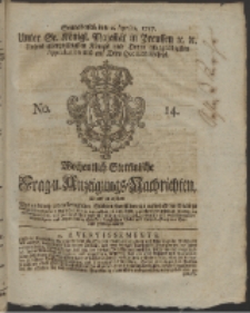 Wochentlich-Stettinische Frag- und Anzeigungs-Nachrichten. 1757 No. 14 + Anhang