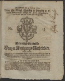 Wochentlich-Stettinische Frag- und Anzeigungs-Nachrichten. 1757 No. 15 + Anhang