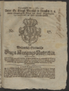 Wochentlich-Stettinische Frag- und Anzeigungs-Nachrichten. 1757 No. 27 + Anhang
