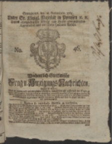 Wochentlich-Stettinische Frag- und Anzeigungs-Nachrichten. 1765 No. 46 + Anhang