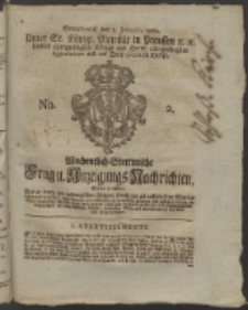 Wochentlich-Stettinische Frag- und Anzeigungs-Nachrichten. 1760 No. 2 + Anhang