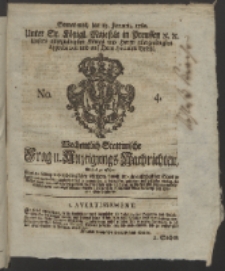 Wochentlich-Stettinische Frag- und Anzeigungs-Nachrichten. 1760 No. 4 + Anhang