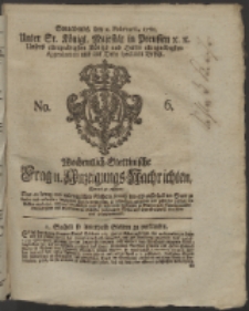 Wochentlich-Stettinische Frag- und Anzeigungs-Nachrichten. 1760 No. 6 + Anhang