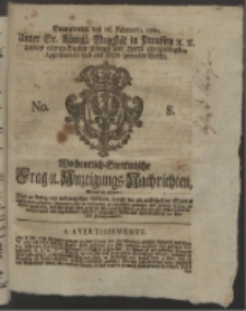 Wochentlich-Stettinische Frag- und Anzeigungs-Nachrichten. 1760 No. 8 + Anhang