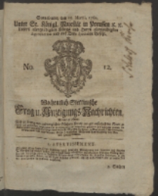 Wochentlich-Stettinische Frag- und Anzeigungs-Nachrichten. 1760 No. 12 + Anhang