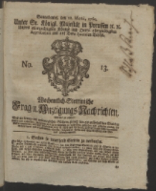 Wochentlich-Stettinische Frag- und Anzeigungs-Nachrichten. 1760 No. 13 + Anhang