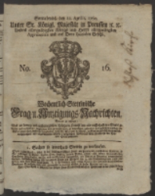 Wochentlich-Stettinische Frag- und Anzeigungs-Nachrichten. 1760 No. 16 + Anhang