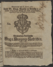 Wochentlich-Stettinische Frag- und Anzeigungs-Nachrichten. 1760 No. 18 + Anhang