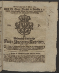 Wochentlich-Stettinische Frag- und Anzeigungs-Nachrichten. 1760 No. 31 + Anhang