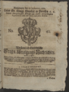 Wochentlich-Stettinische Frag- und Anzeigungs-Nachrichten. 1760 No. 40