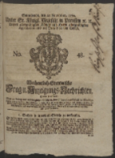 Wochentlich-Stettinische Frag- und Anzeigungs-Nachrichten. 1760 No. 48