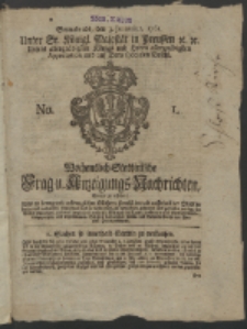Wochentlich-Stettinische Frag- und Anzeigungs-Nachrichten. 1761 No. 1 + Anhang