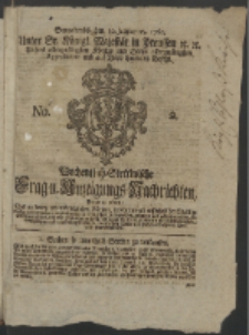Wochentlich-Stettinische Frag- und Anzeigungs-Nachrichten. 1761 No. 2 + Anhang