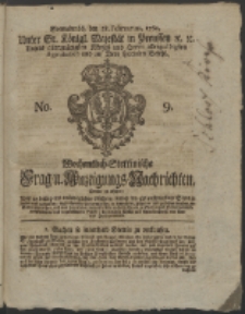 Wochentlich-Stettinische Frag- und Anzeigungs-Nachrichten. 1761 No. 9 + Anhang