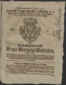 Wochentlich-Stettinische Frag- und Anzeigungs-Nachrichten. 1761 No. 15 + Anhang