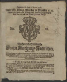 Wochentlich-Stettinische Frag- und Anzeigungs-Nachrichten. 1761 No. 18 + Anhang