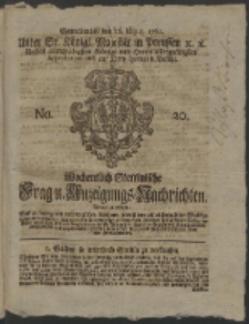 Wochentlich-Stettinische Frag- und Anzeigungs-Nachrichten. 1761 No. 20 + Anhang