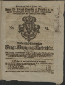 Wochentlich-Stettinische Frag- und Anzeigungs-Nachrichten. 1761 No. 23 + Anhang