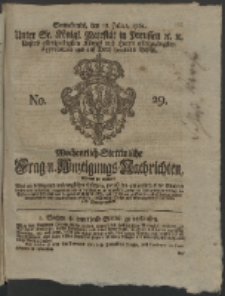 Wochentlich-Stettinische Frag- und Anzeigungs-Nachrichten. 1761 No. 29 + Anhang