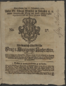 Wochentlich-Stettinische Frag- und Anzeigungs-Nachrichten. 1761 No. 37 + Anhang