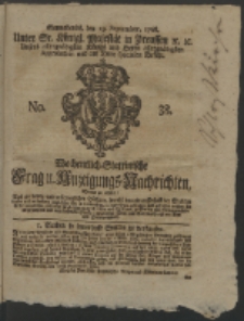 Wochentlich-Stettinische Frag- und Anzeigungs-Nachrichten. 1761 No. 38