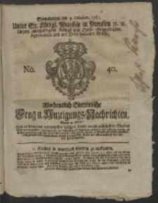 Wochentlich-Stettinische Frag- und Anzeigungs-Nachrichten. 1761 No. 40 + Anhang