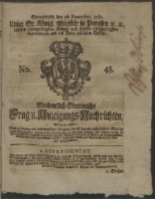 Wochentlich-Stettinische Frag- und Anzeigungs-Nachrichten. 1761 No. 48
