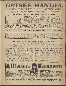 Ostsee-Handel : Wirtschaftszeitschrift für der Wirtschaftsgebiet des Gaues Pommern und der Ostsee und Südostländer. Jg. 6, 1926 Nr. 1
