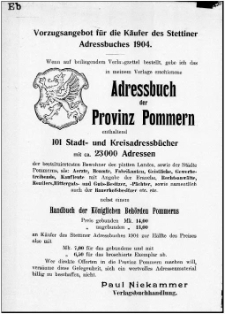 Adress- und Geschäfts-Handbuch für Stettin : nach amtlichen Quellen zusammengestellt. 1904
