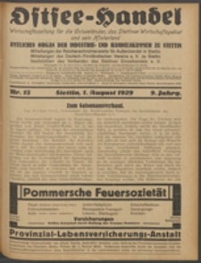 Ostsee-Handel : Wirtschaftszeitschrift für der Wirtschaftsgebiet des Gaues Pommern und der Ostsee und Südostländer. Jg. 9, 1929 Nr. 15