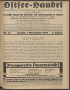 Ostsee-Handel : Wirtschaftszeitschrift für der Wirtschaftsgebiet des Gaues Pommern und der Ostsee und Südostländer. Jg. 9, 1929 Nr. 21