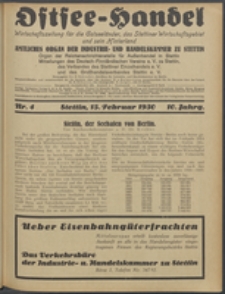 Ostsee-Handel : Wirtschaftszeitschrift für der Wirtschaftsgebiet des Gaues Pommern und der Ostsee und Südostländer. Jg. 10, 1930 Nr. 4