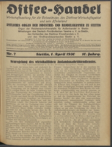Ostsee-Handel : Wirtschaftszeitschrift für der Wirtschaftsgebiet des Gaues Pommern und der Ostsee und Südostländer. Jg. 10, 1930 Nr. 7