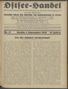 Ostsee-Handel : Wirtschaftszeitschrift für der Wirtschaftsgebiet des Gaues Pommern und der Ostsee und Südostländer. Jg. 10, 1930 Nr. 17