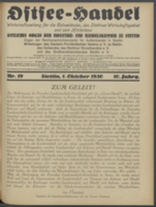 Ostsee-Handel : Wirtschaftszeitschrift für der Wirtschaftsgebiet des Gaues Pommern und der Ostsee und Südostländer. Jg. 10, 1930 Nr. 19