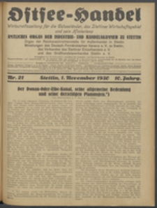 Ostsee-Handel : Wirtschaftszeitschrift für der Wirtschaftsgebiet des Gaues Pommern und der Ostsee und Südostländer. Jg. 10, 1930 Nr. 21