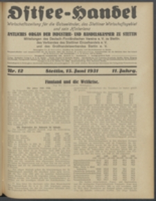 Ostsee-Handel : Wirtschaftszeitschrift für der Wirtschaftsgebiet des Gaues Pommern und der Ostsee und Südostländer. Jg. 11, 1931 Nr. 12
