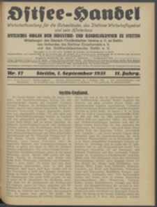 Ostsee-Handel : Wirtschaftszeitschrift für der Wirtschaftsgebiet des Gaues Pommern und der Ostsee und Südostländer. Jg. 11, 1931 Nr. 17