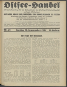 Ostsee-Handel : Wirtschaftszeitschrift für der Wirtschaftsgebiet des Gaues Pommern und der Ostsee und Südostländer. Jg. 11, 1931 Nr. 18