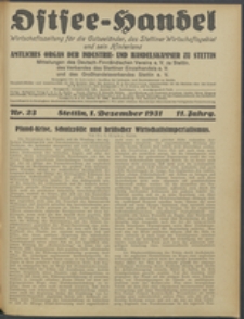 Ostsee-Handel : Wirtschaftszeitschrift für der Wirtschaftsgebiet des Gaues Pommern und der Ostsee und Südostländer. Jg. 11, 1931 Nr. 23