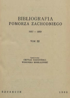 Bibliografia Pomorza Zachodniego. T.3, 1957-1959