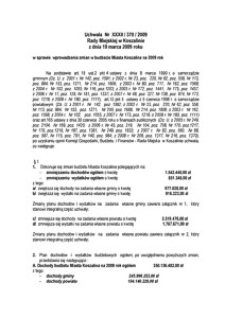 Uchwała Rady Miejskiej w Koszalinie nr XXXII/370/2009