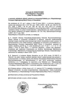 Uchwała Rady Miejskiej w Koszalinie nr XXXII/372/2009